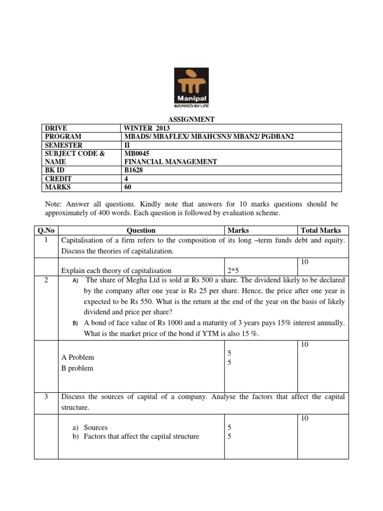 Financial Management Assignment Guide | PDF