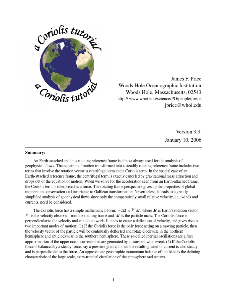 Understanding Coriolis Force in Geophysical Flows | PDF | Force ...