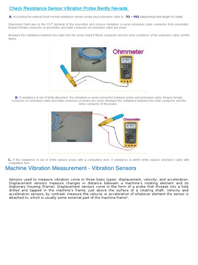 Bently Nevada Vibration Probe Resistance Check | PDF | Inductor |  Transformer