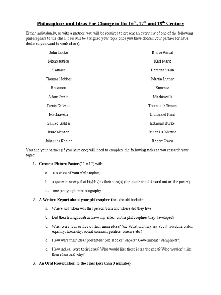 Philosophers Assignment | PDF | Philosophical Theories | Western Philosophy