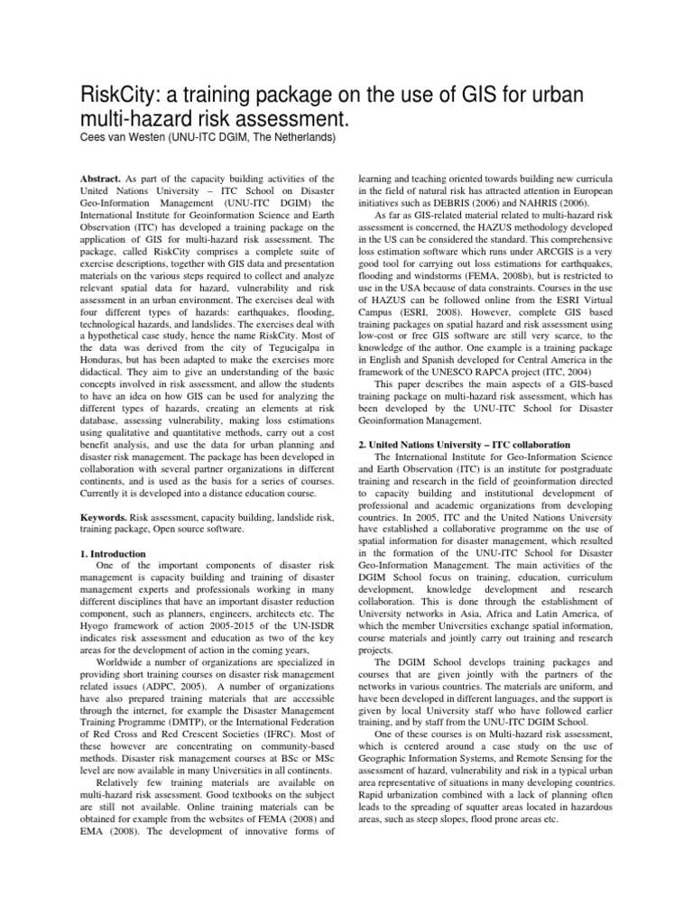 Risk City - DE Multi Hazard Risk Assessment | PDF | Landslide ...