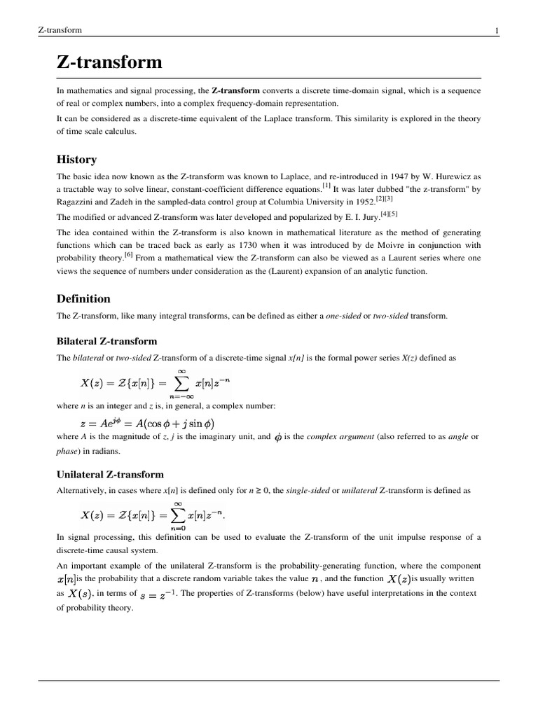 Z Transform Mathematical Relations Telecommunications Engineering