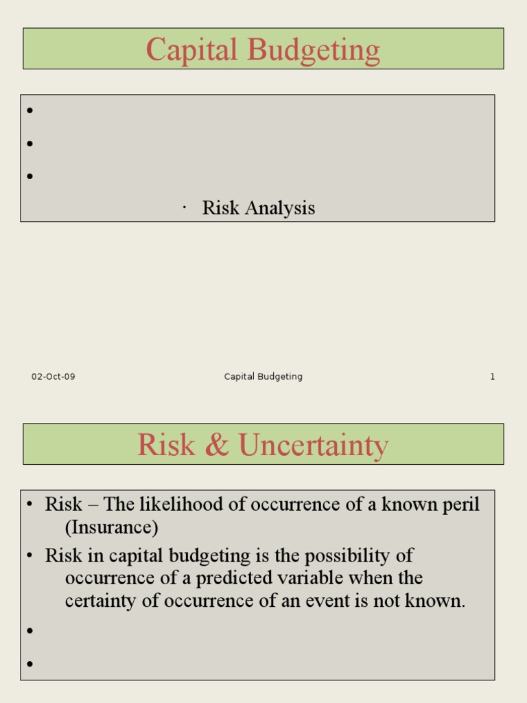 Capital Budgeting Risk Analysis Tools | PDF | Net Present Value ...