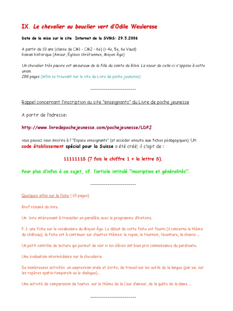 Le Chevalier Au Bouclier Vert Résumé Chapitre 2 Le Chevalier Bouclier Vert PDF | PDF | Chevalerie | Moyen-Âge