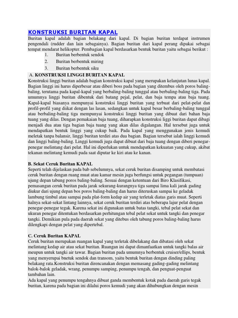 Konstruksi Buritan Kapal dan Fungsinya | PDF