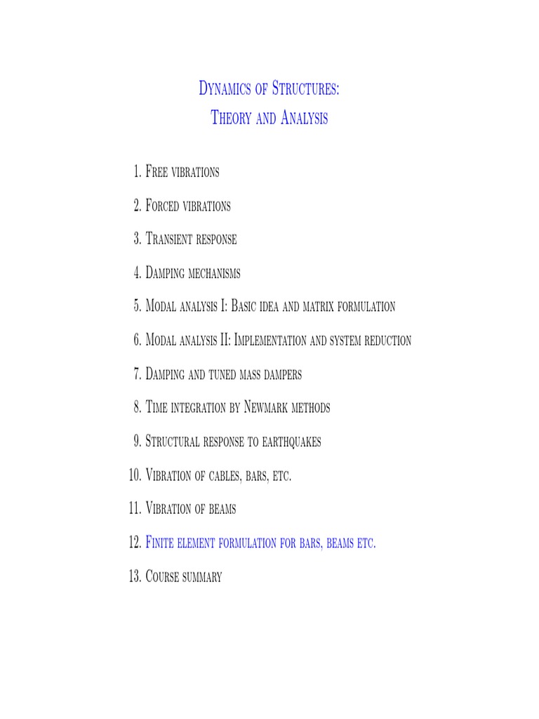 Dynamics of Structures: Theory and Analysis: Finite Element Formulation ...