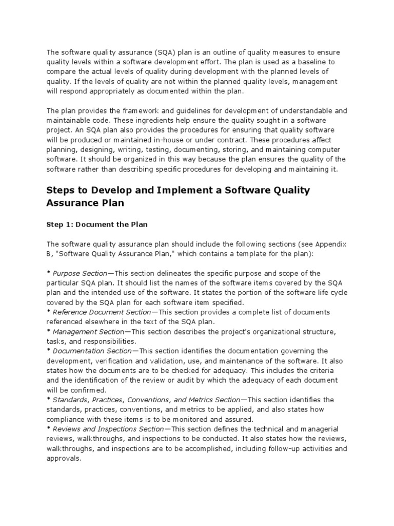 Sqa Plan | Download Free PDF | Software Development Process | Software ...