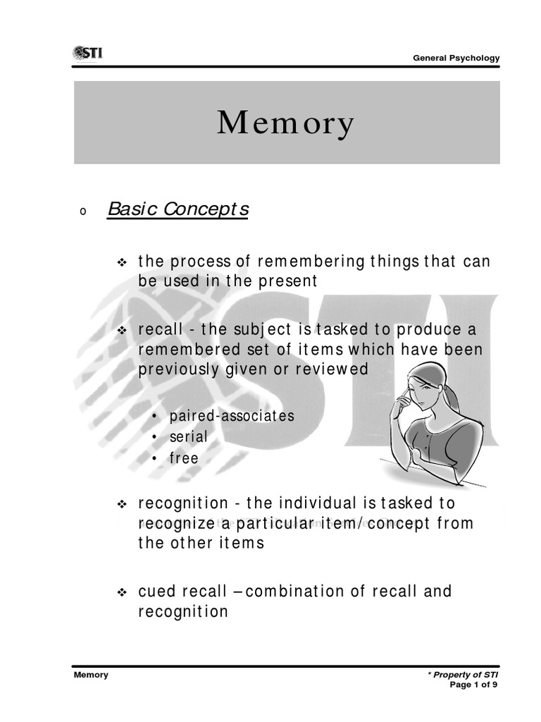 Memory Slides 1-9-001 - 001 | PDF | Memory | Amnesia