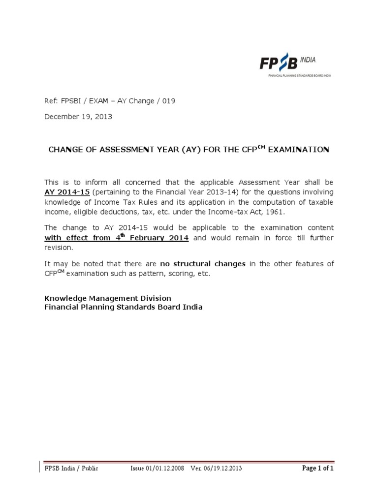 CFPCM Exam AY Change Notice 2014 | PDF | Business | Finance & Money ...