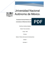 Rita Rocio Gutierrez Bedolla - Politica Internacional Contemporanea - Actividad 1 - Unidad 1