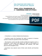 International Legal Framework of Franchising - European Code of Ethics SERBIA 2011