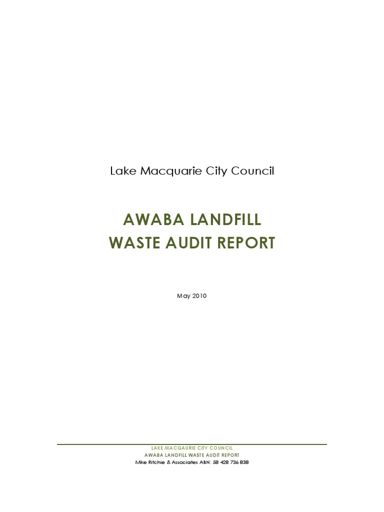 Awaba Landfill Waste Audit Report 2010 | PDF | Landfill | Municipal ...