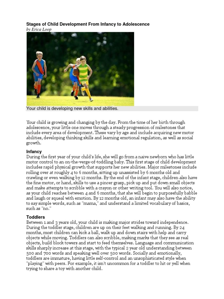 Stages of Child Development From Infancy to Adolescence | PDF | Child ...