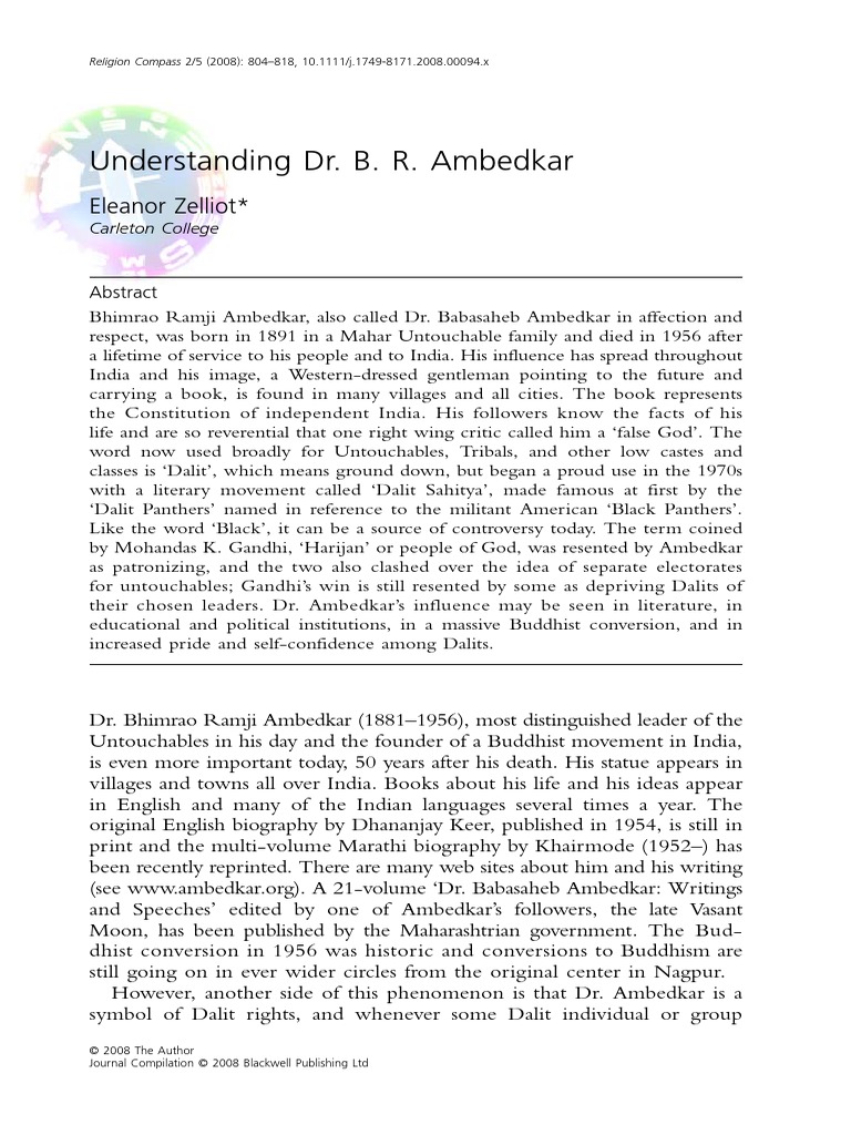 Eleanor Zelliot - Understanding Dr. B. R. Ambedkar | PDF | Dalit ...