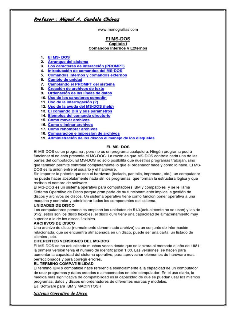 Comandos MS Dos | PDF