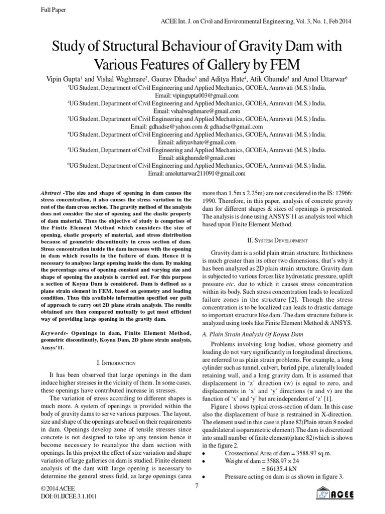 Study of Structural Behaviour of Gravity Dam With Various Features of ...
