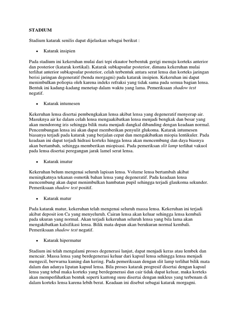 Stadium Katarak Senilis | PDF