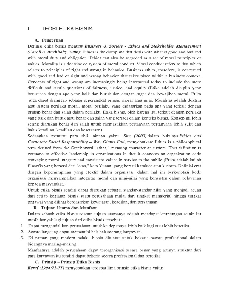 Contoh Soal Etika Bisnis Mudah