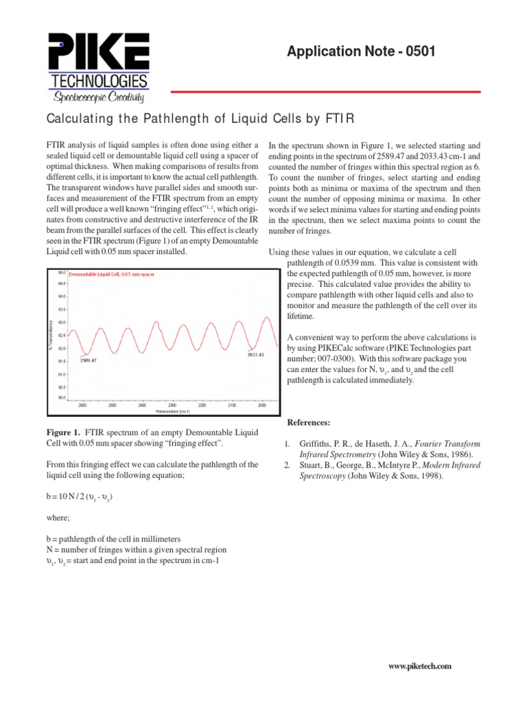 FTIR Pathlength Calculation for Liquid Cells | PDF | Infrared ...