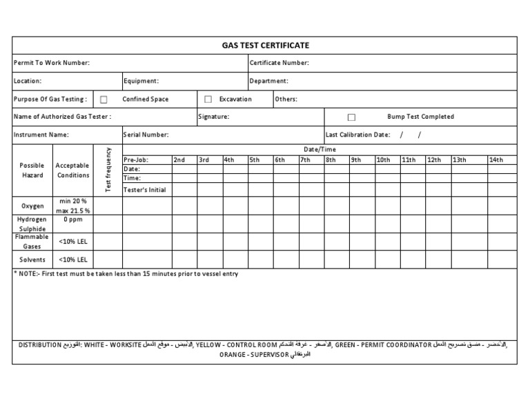 Gas Test Certificate Template | PDF