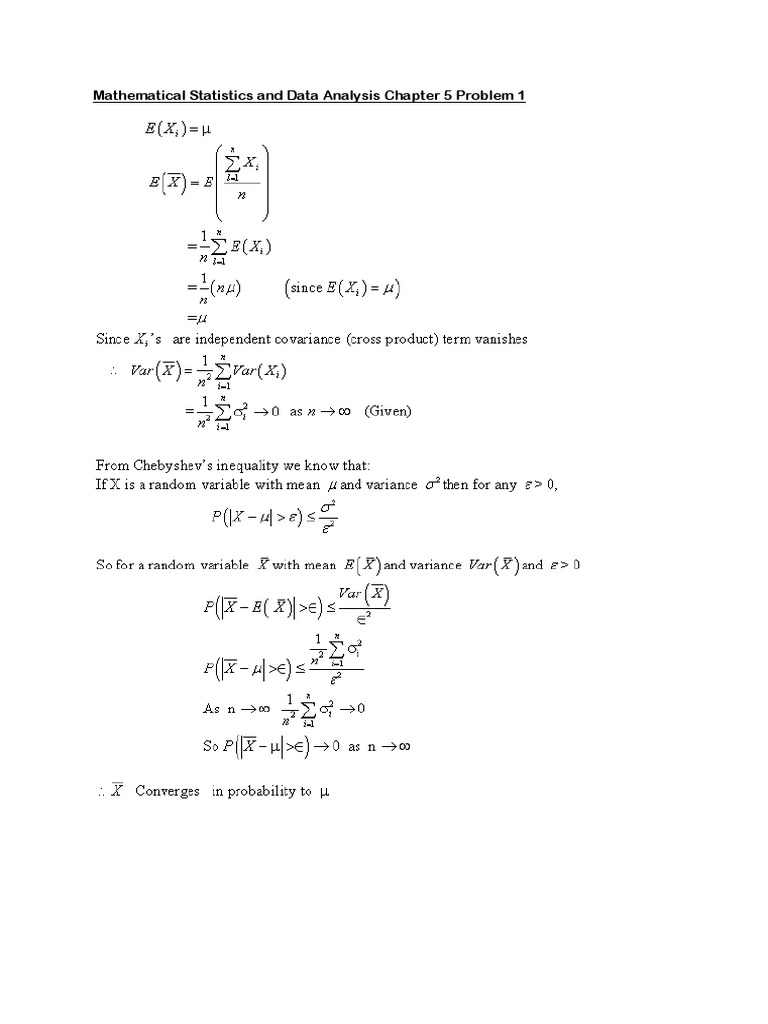 Mathematical Statistics and Data Analysis Chapter 5 Problem 1 | PDF
