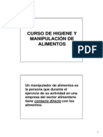 Curso de Manipuladores de Alimentos 8h