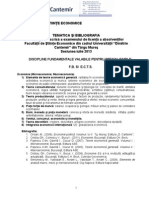 Tematica Si Bibliografia Ex Licenta Iulie 2013 ST Economice