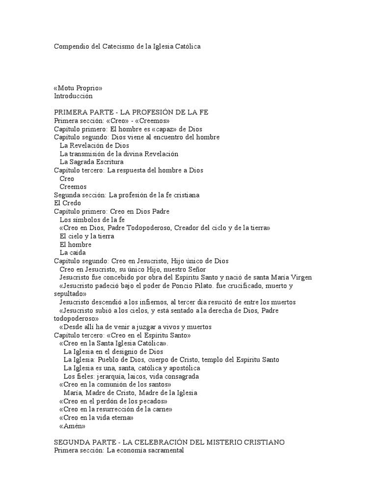Compendio Del Catecismo de La Iglesia Católica | PDF | Iglesia Católica ...