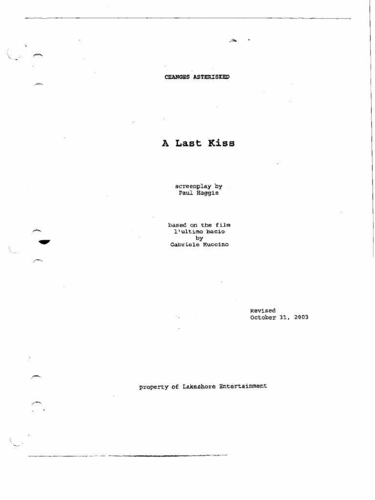 A Last Kiss Screenplay Excerpt | PDF