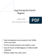 Immigrating During French Regime