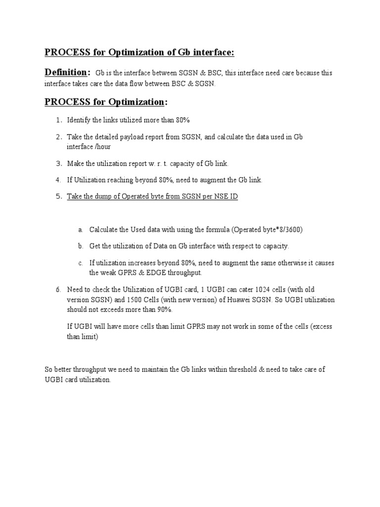 Gb Interface Optimization Process Guide | PDF | Business | Technology ...