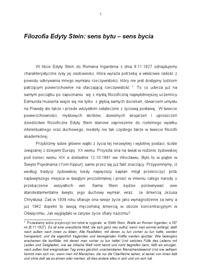 Edith Stein - A Philosophy of The Meaning | PDF