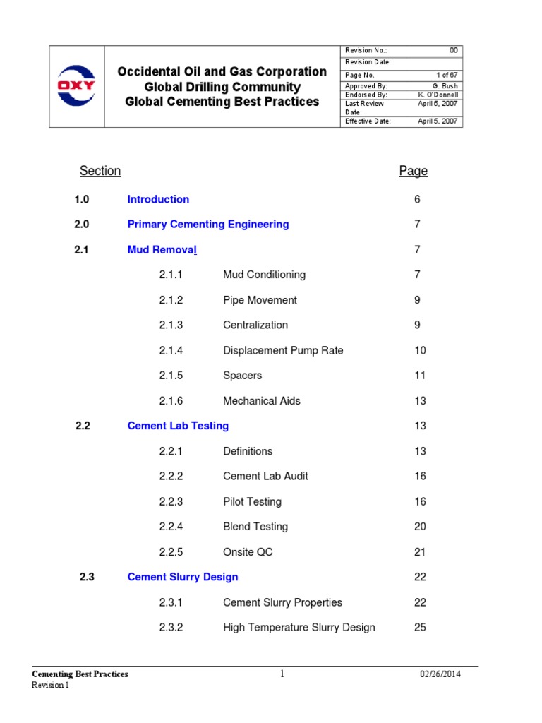 Global Cementing Best Practices Guide | PDF | Casing (Borehole) | Oil Well