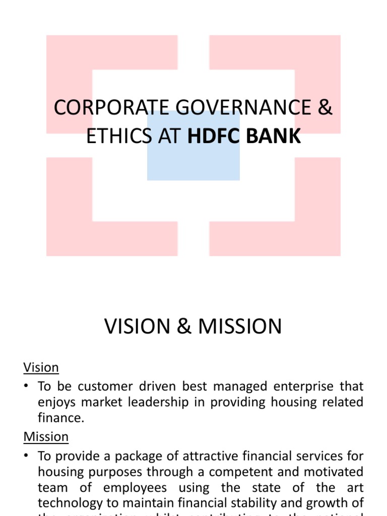 Coporate Governance & Ethics at HDFC Bank Corporate Governance