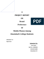 Project Report on Brand Preference of Mobile Phone Among College Students1