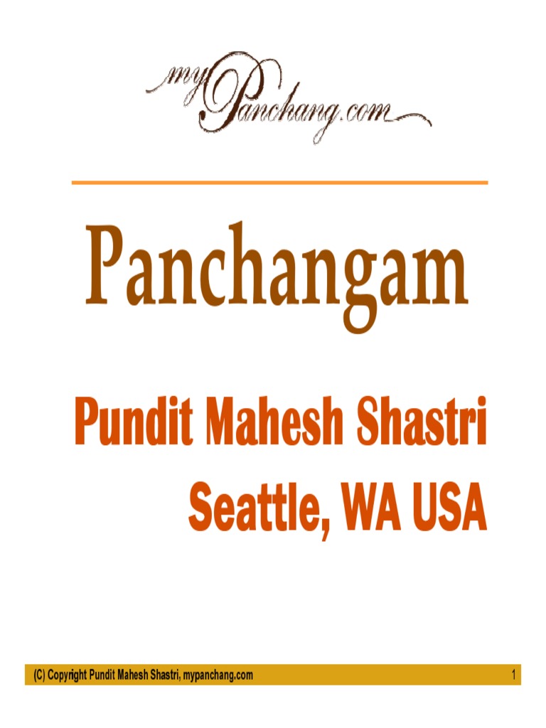 Learn To Read Hindu Panchang, Panchanga, Panchangam | Divination