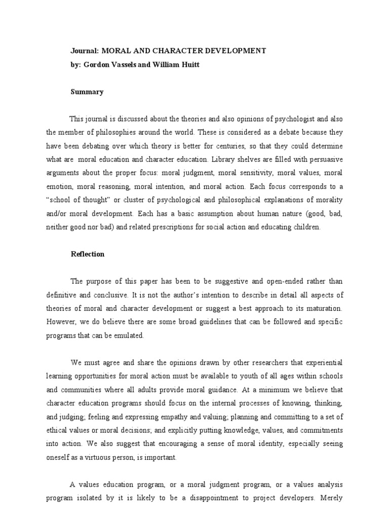 Moral Journal Pdf Value Ethics Morality