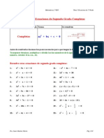 Ejercicios de Ecuaciones de 2º Grado Completas 2º ESO