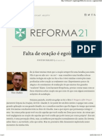 Reforma 21 - Falta de Oração É Egoísmo