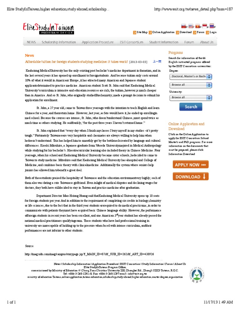 TCM Education Story in Taiwan PDF Medical School Taiwan