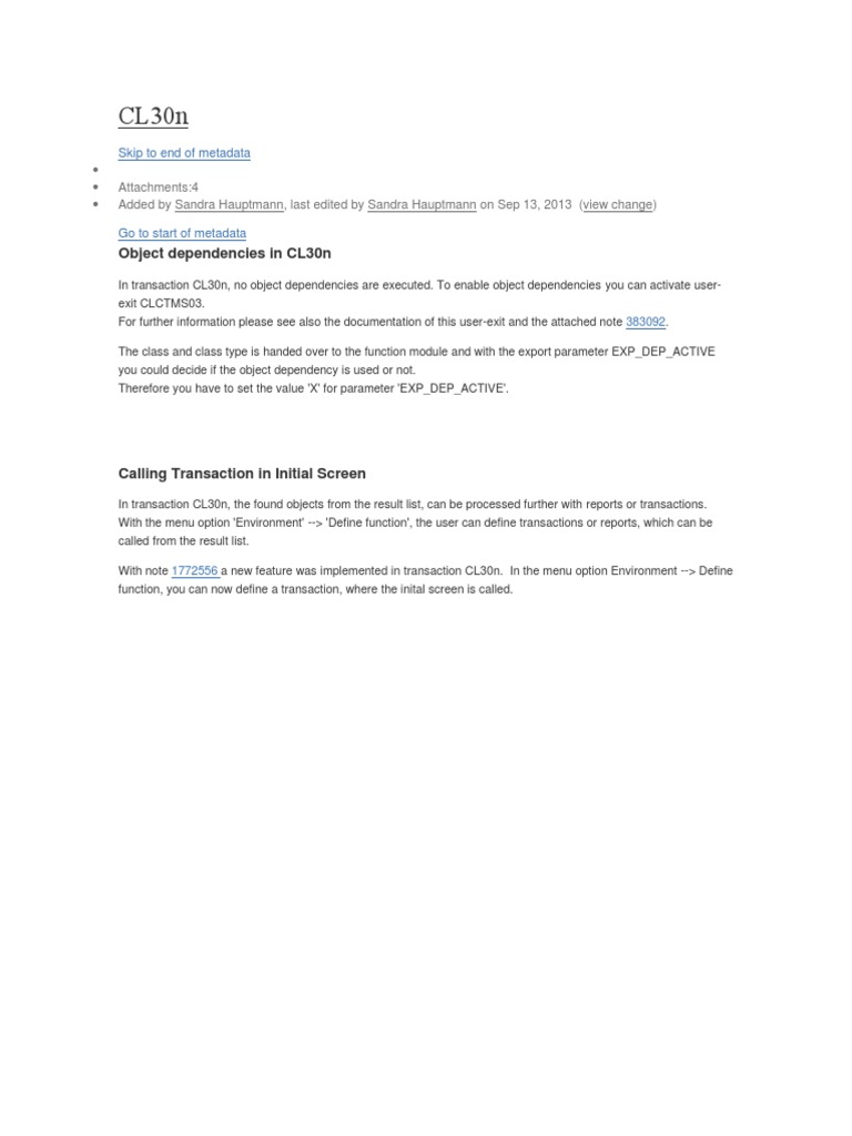CL30n Transaction Guide by Sandra Hauptmann | PDF