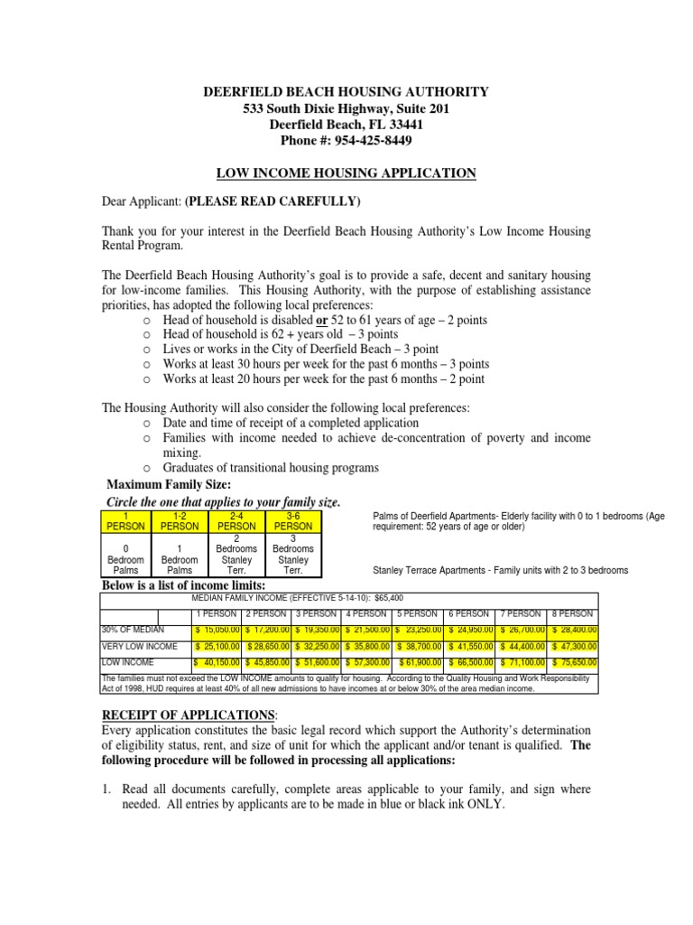 Deerfield Beach Housing Application Guide | PDF | Section 8 (Housing ...