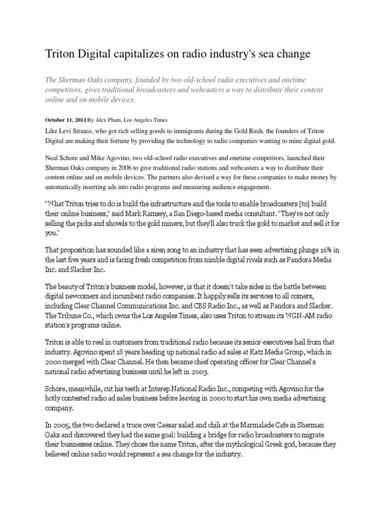 Triton Digital Capitalizes On Radio Industry PDF Advertising