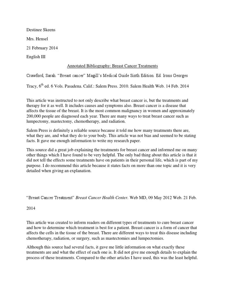 Essay about annotated bibliography breast cancer 06 picture