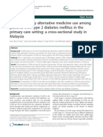 Complementary Alternative Medicine Use Among Patients With Type 2 Diabetes Mellitus in the Primary Care Setting; A Cross-sectional Study in Malaysia