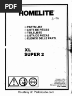 Homelite XL Super 2 Chainsaw Parts Manual