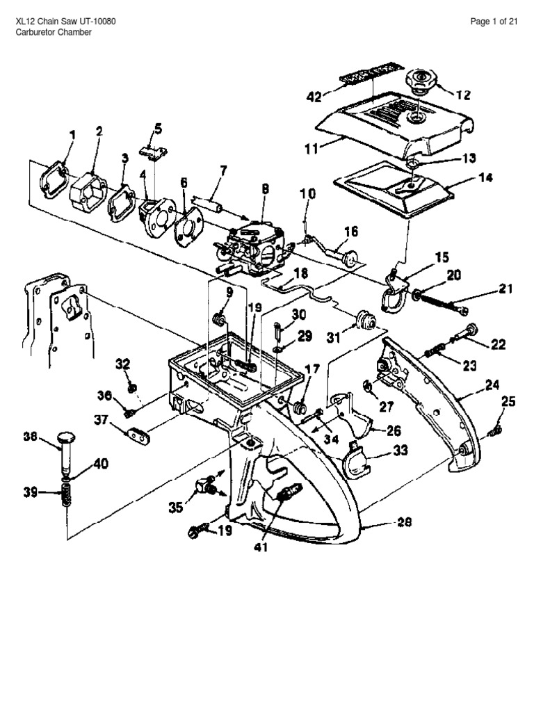 Lista Pezzi Di Ricambio Illustrata Per Motosega Homelite XL (8 Pagine) Mod. UT-10618-A