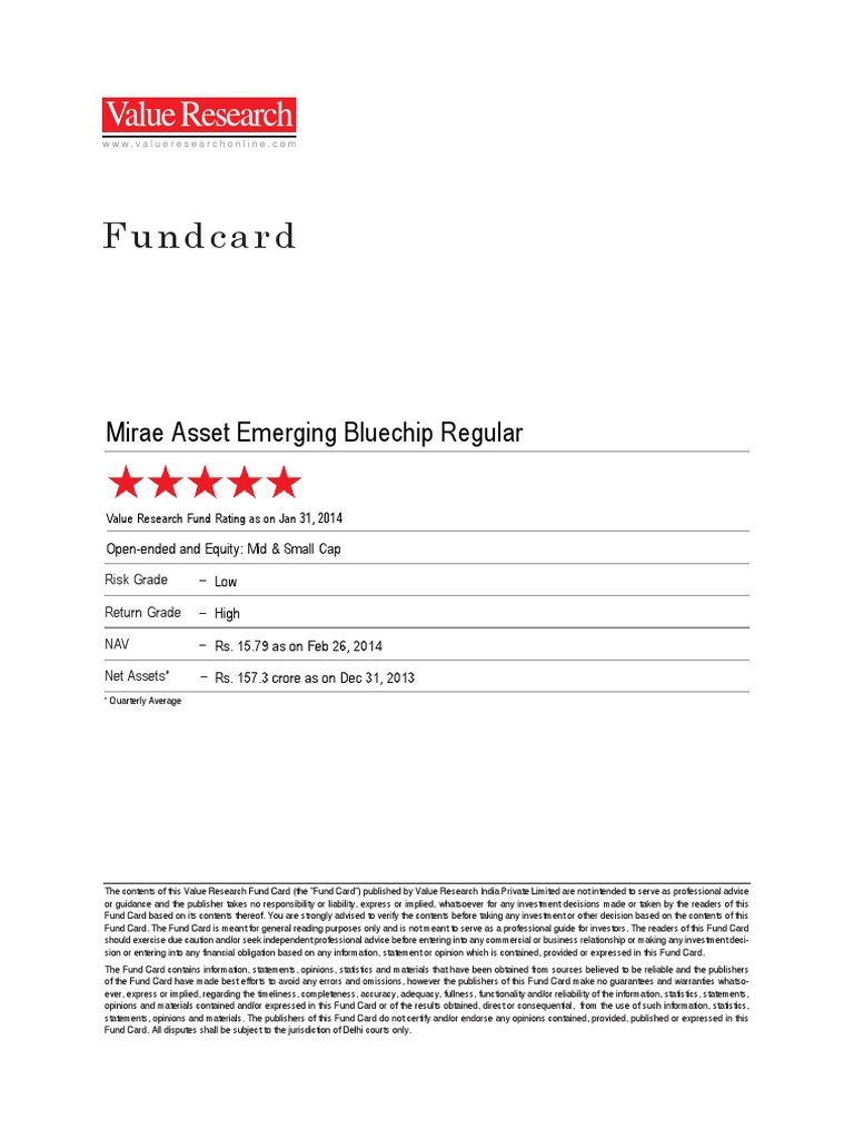 Fundcard MiraeAssetEmergingBluechipRegular 2014feb26 | PDF | Beta ...
