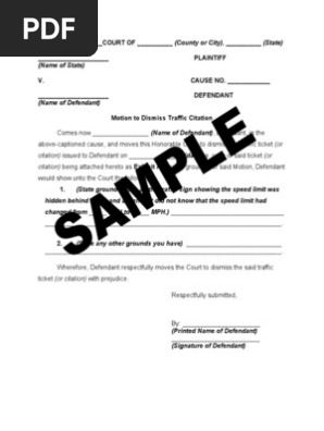 Motion To Dismiss Traffic Citation Mail United States Postal Service