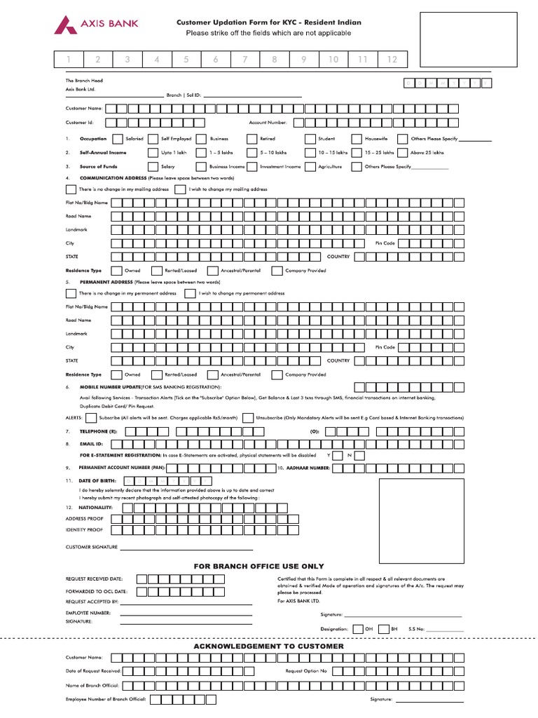 KYC Form for Resident Indians | PDF | Finance & Money Management